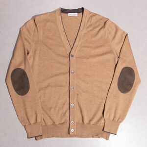 NWT Gran Sasso Alcantara Virgin Wool Elbow Patch Cardigan Mens 50 M/L Italy Made